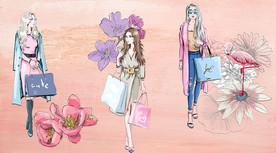 手绘花绘女装店背景墙