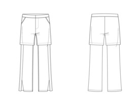 假两件女士休闲裤款式图模板素材