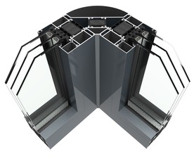 75断桥铝合金门窗转角效果图