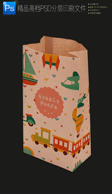 高档可爱小吃外卖打包牛皮纸袋