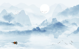 中式水墨山水 山水情 水墨画