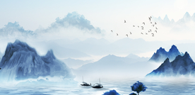 中式水墨山水 山水情 水墨画
