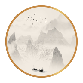 中式水墨山水山水情水墨画