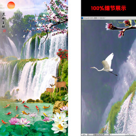 流水生财家和富贵玄关背景墙