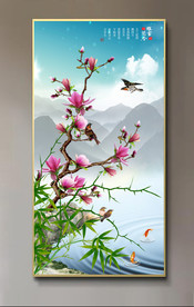 原创玄关玉兰竹子雅啥兰香背景墙