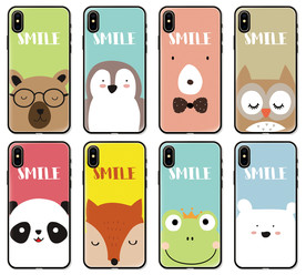 极简卡通动物手机壳图案
