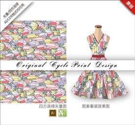 矢量手绘抽象钻石色块循环图案