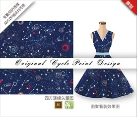 矢量抽象星空星星宇宙月亮图案