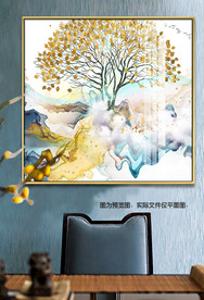 北欧新中式发财树装饰画