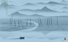 现代简约新中式山水风景画