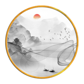 中国风   抽象山水画 大厅装