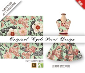 矢量原创手绘花朵菊花循环图案