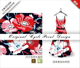 原创抽象几何六月雪花朵循环图案