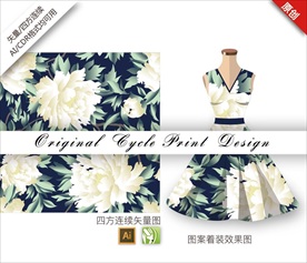 原创中国风牡丹花朵手绘循环图案