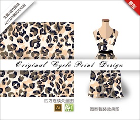 原创矢量豹纹野性面料循环图案