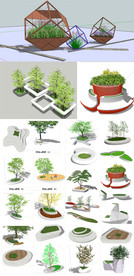 创意树池树木模型