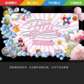 粉色卡通宝宝宴生日宴