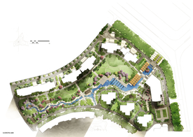 水彩风格景观规划设计平面图