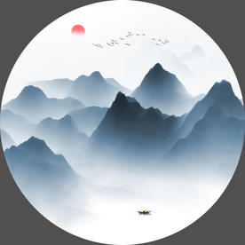 抽象水墨山水画