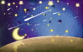 手绘星空太空背景墙壁画