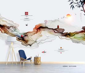 禅意水墨画 抽象画 山水装饰画