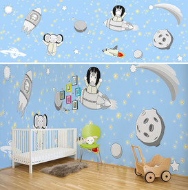 宇宙太空儿童背景墙