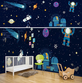 宇宙太空儿童房背景墙