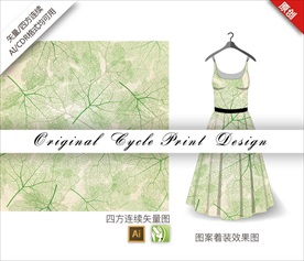 原创抽象单色叶子线条循环图案