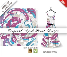 原创抽象线条几何色块循环图案