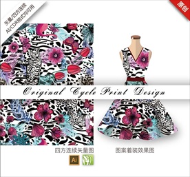 原创手绘印花豹纹抽象循环图案