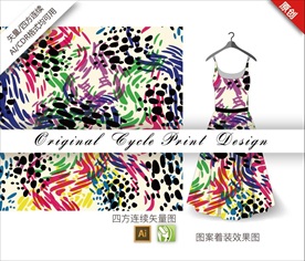 原创手绘色块涂鸦插画循环图案