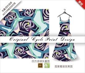 原创手绘涂鸦几何体色块循环图案