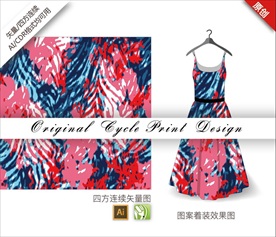 原创手绘豹纹抽象条纹循环图案