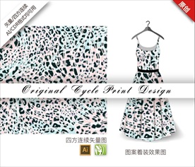 原创手绘豹纹抽象几何体循环图案