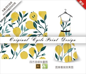 原创手绘线条色块抽象循环图案