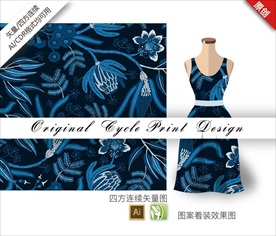 原创中国风抽象刺绣花朵图案