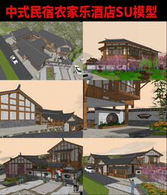 中式民宿农家乐SU模型