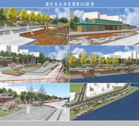 现代滨水河景观带