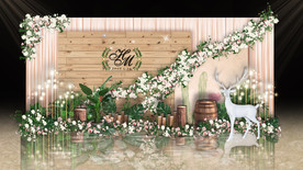 香槟色森系婚礼迎宾区