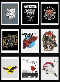 卡通抽象趣味动物杂志插画海报图