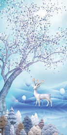 唯美麋鹿森林玄关背景