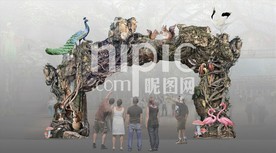 悬浮山榕树假山景观门效果图