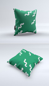 绿色都会印花图案手绘抱枕