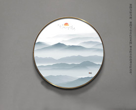 山水壁画 圆形山水挂画