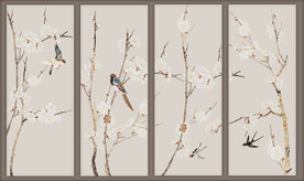 写意梅花四条屏