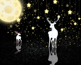 唯美梦幻麋鹿星星背景墙壁画