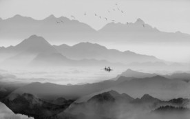 中式山水水墨画TIF分层