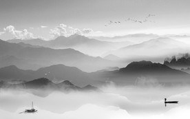 灰色抽象山水画 TIF分层