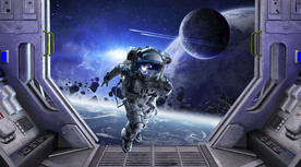 太空星球宇航员背景墙