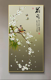 原创玄关梅花花鸟家和富贵装饰画